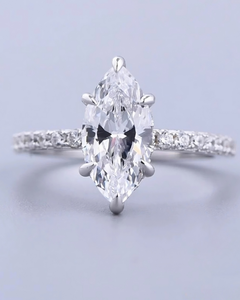 3.00 Ct Halo Marquise Cut Diamond Engagement & Wedding <b>Ring</b> 14K White Gold Luxury IGI Certified Rhodium Plated Women's - Product Image 2