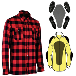 Men's 100% Cotton Winter Yarn Dyed Casual <b>Motorcycle</b> Armored Flannel <b>Shirts</b> CE Lined with Aramid Anti-Wrinkle and Breathable - Product Image 2