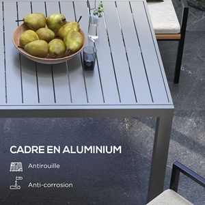 Tavolo da Pranzo Estensibile in Alluminio Grigio Antracite per 6-8 Persone, per Patio e Giardino - Product Image 5