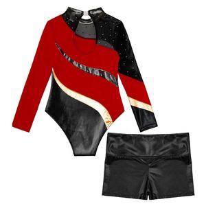 Conjunto de Ropa de Danza Latina para Niñas de 6 a 16 Años, Leotardo con Pantalones Cortos Metálicos para Gimnasia, Patinaje Artístico, Competencia, Espectáculo Escolar - Product Image 3