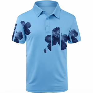 Chemise à manches courtes zippée pour homme, style sportif, color-block, séchage rapide, longueur normale, vert-gris, 100% coton, avec poche - Product Image 2