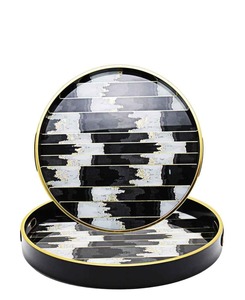 Elegant Enamel MDF Serving <b>Tray</b> with Handles for Coffee, Tea, <b>Breakfast</b> & Home Decor Use - Product Image 2