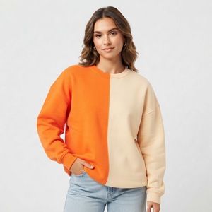 Sudadera Moderna con Bloques de Color, Cuello Redondo, Naranja y Negro, Dos Tonos, Hombros Caídos, Manga Larga, Personalizable - Product Image 4