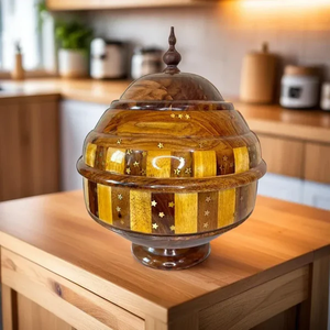 Pot de service avec base en bois finition naturelle, récipient pour hotpot, idéal pour restaurant, buffet, traiteur, cuisine et service à table - Product Image 3