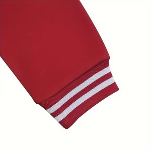 High Quality <b>Men's</b> Plain Red White Straps 100% Cotton Breathable Eco-Friendly High Street Varsity Baseball Letterman <b>Jacket</b> OEM - Product Image 5