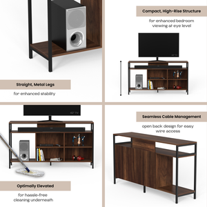 Meuble TV moderne Duskin 55 pouces avec support pour décodeur et étagères, finition érable brun - Meuble TV à monter soi-même - Product Image 6