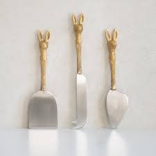 Designer Metal <b>Cheese</b> <b>Knife</b> <b>Set</b> Stainless Steel Blades With Black Handles Premium Serving Tools For Contemporary Dining Tables - Product Image 2