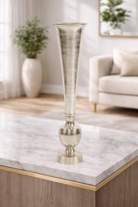 Jarrón de flores metálico liso, pulido, de níquel plateado, martillado, mini jarrón decorativo para flores - Product Image 3