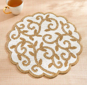 <b>Beaded</b> <b>Placemats</b> Set Table Decoration Gift Idea Home Decor Handmade Round Mat Decorative Accent <b>Placemats</b> - Product Image 3