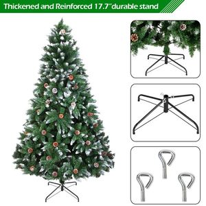 Albero di Natale Artificiale Bianco Innevato da 2,1 m con 920 Rami e Pigne per Decorazioni Domestiche (YJ) - Product Image 6