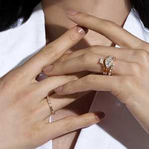 Wholesale 2 Carat 14K Gold Trillion Cut Engagement <b>Rings</b> 3 Prong Set Toi Et Moi <b>Two</b> Lab Grown Diamond Bands Anniversary <b>Ring</b> IGI - Product Image 6