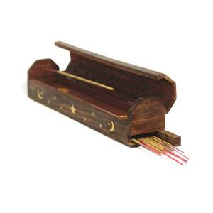 Porte-encens en bois de santal, diffuseur d'aromathérapie en forme de lune et d'étoile, brûleur d'encens avec rangement pour la décoration de la maison - Product Image 1