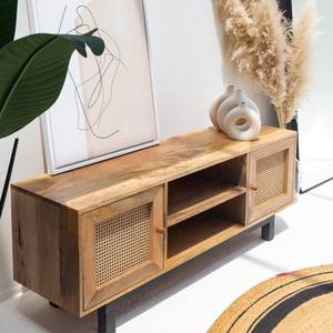 Meuble TV Vandana Novara Vertex en rotin, design moderne et naturel, console de divertissement tressée - Product Image 5