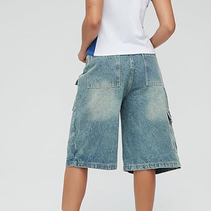 Pantalones Cortos de Mezclilla con Lavado Ácido Personalizados, Estilo Urbano Vintage, Corte Holgado, Algodón, Logotipo Personalizado, OEM - Product Image 2