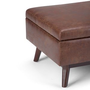 Owen Distressed Saddle Brown Coffee Table <b>Storage</b> Ottoman <b>Stools</b> & Ottomans - Product Image 3