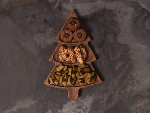Planche de charcuterie en forme d'arbre de Noël, plateau de service apéritif en bois Arbre de Noël Assiette à sushi Assiette à dessert de vacances Noël - Product Image 4