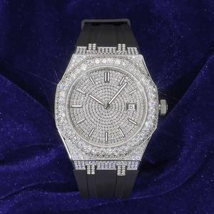 Elegante Reloj de Pulsera Mecánico Automático con Cronógrafo de Diamantes Moissanite VVS, con Acero Inoxidable Blanco, para Hombre, Regalo - Product Image 3
