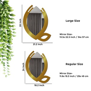 Premium design Leaf shape gold metal wall mirror decorative mirror modern wall decor living room bedroom hotel mirror - Product Image 5
