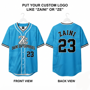 Maillot de baseball unisexe haut de gamme en maille polyester solide 180 GSM bleu clair marine blanc avec logo personnalisé et fermeture boutonnée - Product Image 1