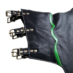 Chaps de Rodeo en Cuir Noir et Vert Citron Personnalisés, Longueur Intégrale, avec Pompons et Franges, Équipement Équestre Unisexe pour la Performance Western - Product Image 2