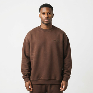 Sweat-shirt pour homme avec logo personnalisé, sweat-shirt à épaules tombantes surdimensionné pour homme, sweat-shirt en coton à col rond pour homme - Product Image 1