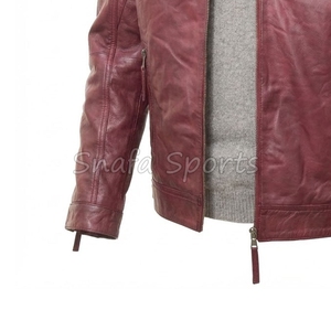 Chaqueta de Cuero para Hombre, Diseño Personalizado con Parche de Logotipo, Chaqueta Bomber de Cuero para Carreras, al por Mayor, Alta Calidad - Product Image 4