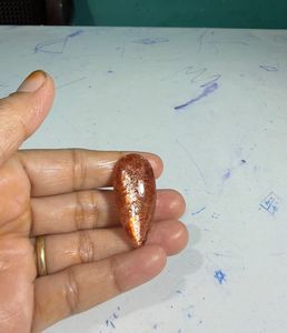 Pierre précieuse naturelle en cabochon de pierre de soleil orange, avec éclat doré et jeu de couleurs, pour bagues, pendentifs et conception de bijoux haut de gamme - Product Image 2