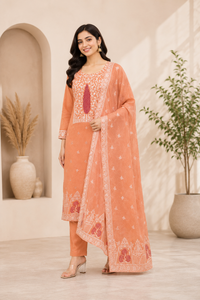 Pure Cotton 100% <b>Women</b> Traditional <b>Kurta</b> Pant Dupatta Set Indian Ethnic Wear Regular Fit Casual Party Wear Set <b>for</b> All Seasons - Product Image 4