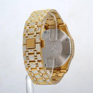 Montre mécanique de luxe haut de gamme plaquée or avec diamants Moissanite, chronographe royal, finition or jaune 20 mm, style streetwear - Product Image 4
