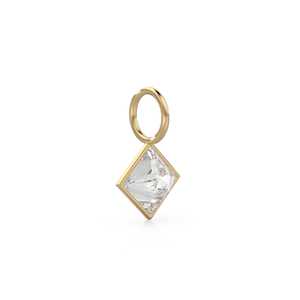 Colgante de Cuarzo Blanco de 5mm en Oro Amarillo Sólido de 14k con Bisel para Joyería / Piedra de Nacimiento de Abril / Gema Transparente con Corte Princesa - Product Image 6