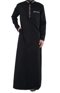 Vente chaude thobes Dernières Conceptions thobes jubbah Mode Vêtements Islamiques Noir Musulman Daffah Longue longueur Élégant Thobe Hommes - Product Image 2