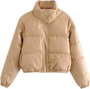 Chaqueta Acolchada de Invierno con Logotipo, Gruesa, Cortavientos y Cálida, con Cuello Alto y Diseño de Burbujas, Estilo Hip Hop - Product Image 4