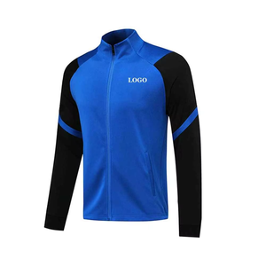 Men's Blue And Black <b>Tracksuit</b> Full Zip Stand Collar Sporty Style With Side Pockets Autumn Wear Regular Fit Solid Color - Product Image 4