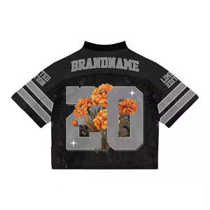 Camiseta de fútbol de alta calidad, extragrande, con cuello en V, estilo streetwear, personalizada, holgada, corta, de malla, para hombre. - Product Image 6