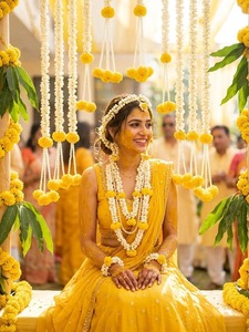 Pompon en soie fait main à motif de fleur de souci, traditionnel, à suspendre, pour la décoration de fête, de mariage, de Haldi, de Mehndi et de festival - Product Image 4