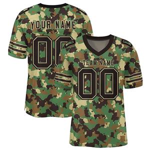 Camiseta de Fútbol Americano Personalizada con Camuflaje, Cuello en V, Manga Corta, Impresión Sublimada, Transpirable, 100% Poliéster, Nombre del Equipo para Hombre Adulto - Product Image 1
