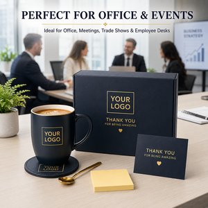 Set de Regalo Personalizado <span class=keywords><strong>para</strong></span> la Oficina con Taza de Cerámica, Posavasos, Cuchara Dorada, Notas Adhesivas, Tarjeta de Agradecimiento y Caja de Regalo <span class=keywords><strong>para</strong></span> Empleados Corporativos - Product Image 5