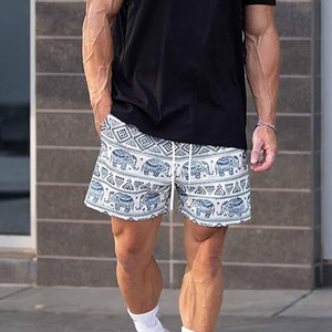 Shorts de sport en maille respirante épaisse OEM pour le basketball, motif floral imprimé par transfert thermique, taille élastique, style hip-hop - Product Image 6