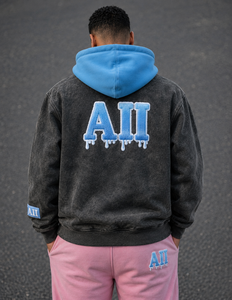 Premium Men's Double Layer Acid Wash Hoodies Sweatshirt Heavy Cotton Streetwear Custom OEM Clothing Factory Wholesale Supplier - Product Image 2