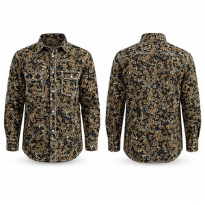 Camisa Occidental de Algodón Resistente al Fuego para Hombre de Alta Calidad 2027 - Camisa de Soldadura de Alta Resistencia con Triple Costura, Diseño Paisley y Broches de Perla - Product Image 1