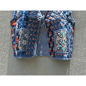 Veste matelassée sans manches pour femme, patchwork floral, gilet rembourré en coton, vêtement d'extérieur décontracté pour l'hiver, cadeau pour elle - Product Image 5