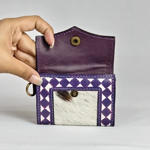 Cartera de Cuero con Patrón Geométrico Morado, Forma Cuadrada, Cierre de Botón, Correa Desmontable, Moderna para Uso Diario, Nueva Personalizada - Product Image 4