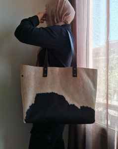 Sac fourre-tout en cuir véritable de vache à poils, personnalisé, vente en gros, avec fermeture éclair, broderie, couleur unie, style vintage, sac à main pour femme LHTB-0017 - Product Image 5