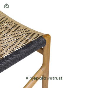 Mesa de Jardín de Madera de Teca con Tejido de Cuerda para Patio Exterior de Hotel, Silla de Comedor Minimalista con Tapicería de Lino - Aksel - Product Image 3