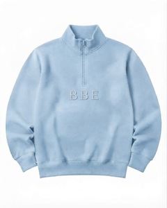 เสื้อสเวตเชิ้ตผู้หญิงสีฟ้าอ่อน คอเต่า แขนยาว ปักตัวอักษร BBE ผ้าคอตตอนผสม สไตล์สตรีทแวร์ - Product Image 4