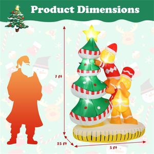 Albero di Natale Gonfiabile Impermeabile IP44 da 2,1 m con Omino di Pan di Zenzero, Decorazione Esterna Autogonfiabile per Giardino con 7 Luci LED - Product Image 2