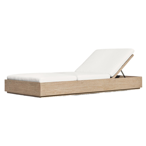 Modern Minimalist Sun Lounger Teak Wood Durable Platform Base Adjustable <b>Backrest</b> Outdoor Poolside Furniture Resort Customized - Product Image 1