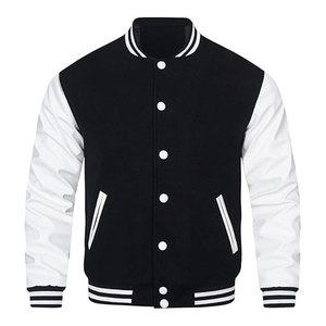 Mens Varsity <b>Jackets</b> Faux <b>Leather</b> Sleeve Letterman Boys College Baseball <b>Jacket</b> Stylish <b>Retro</b> Athletic Outerwear Casual - Product Image 2