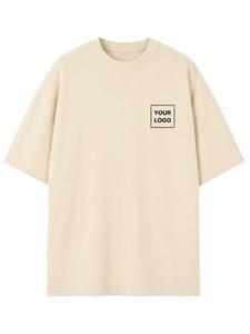T-shirt en coton surdimensionné pour homme avec logo personnalisé sur le devant, col rond, manches courtes, jersey respirant écologique 220g, coupe décontractée - Product Image 1