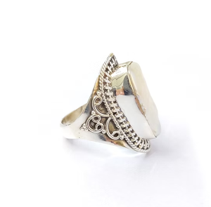 Bague en nacre blanche, argent 925, style ethnique rétro, bijoux pour anniversaire, fête, cadeau pour femme, vente en gros - Product Image 3